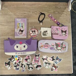 Sanrio Kuromi: Pens, 3 Small Bags, Necklace, Bracelet, Pin, Stickers NEW
